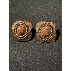 Gold Tone & Brass Clip On Earrings